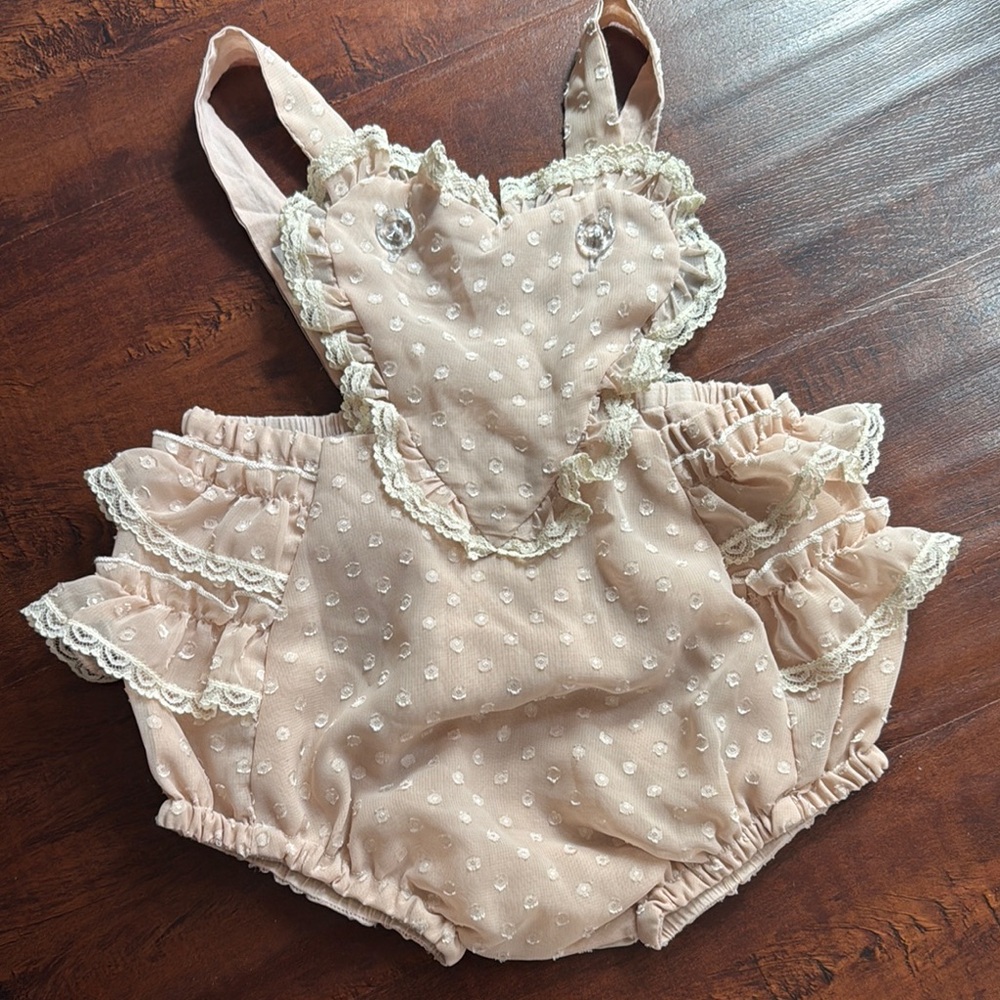 Paush Adorable Pink Ruffled Lace Baby Romper